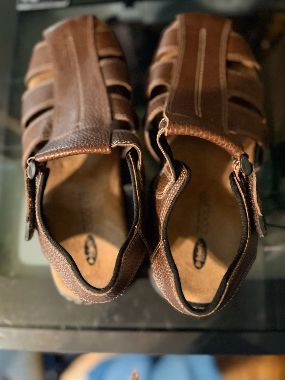 Dr. Scholl’s Gaston Men’s 10M Brown Leather Fisherman Comfort Sandals